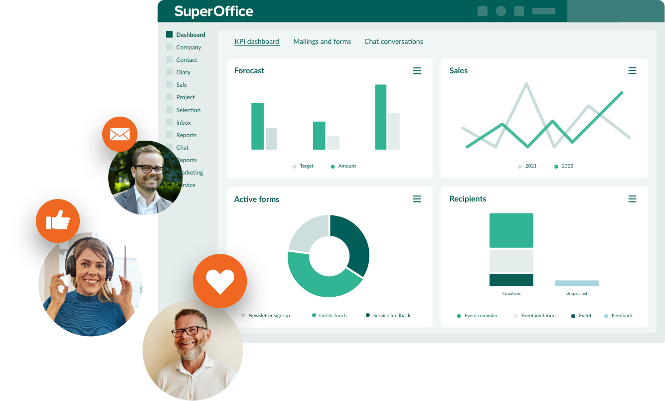 Illustration of SuperOffice CRM dashboard